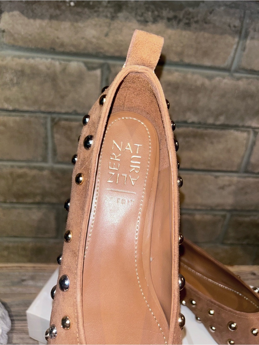 Naturalizer Studded Suede Ballet Flats in Brown - Picture 3 of 4